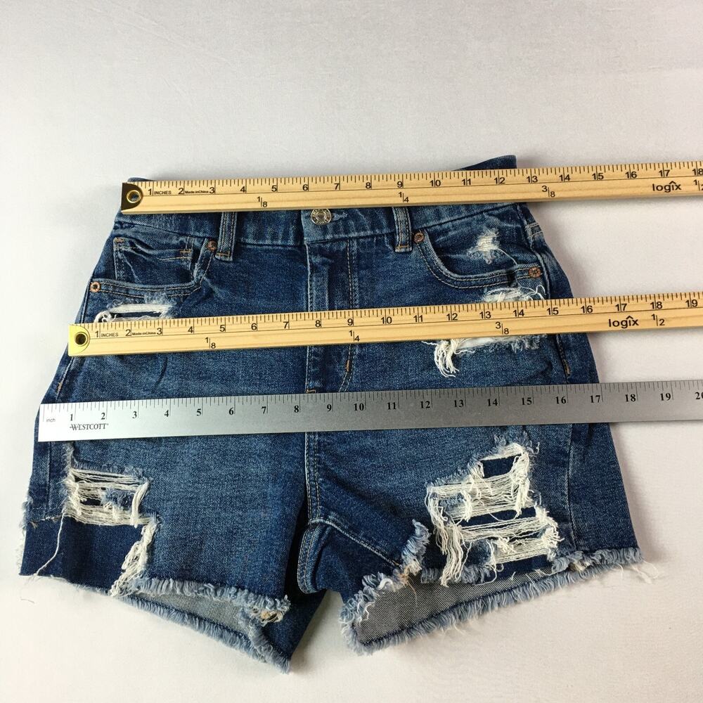 New American Eagle Women High Rise Curvy Shorts Distressed Denim Summer Beach 0 - Picture 9 of 14